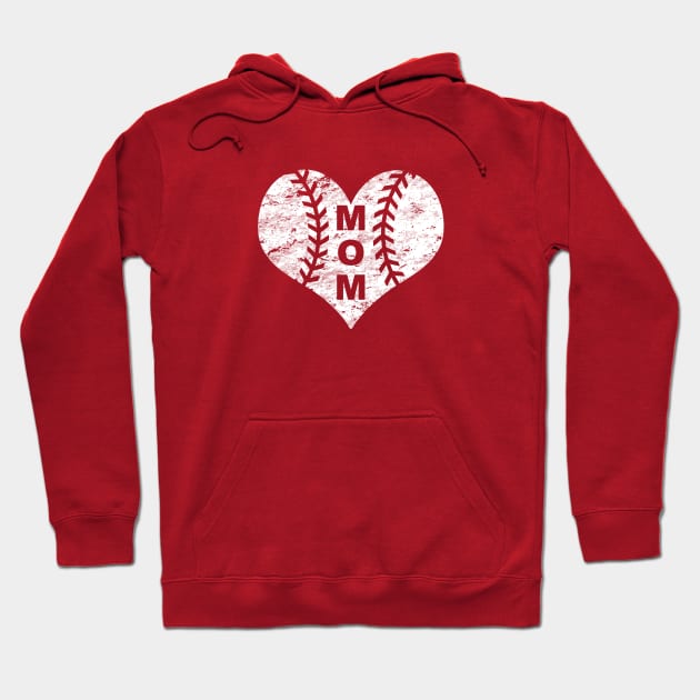 Baseball Mom Heart LOVE BASEBALL Vintage Distressed Hoodie by TeeCreations